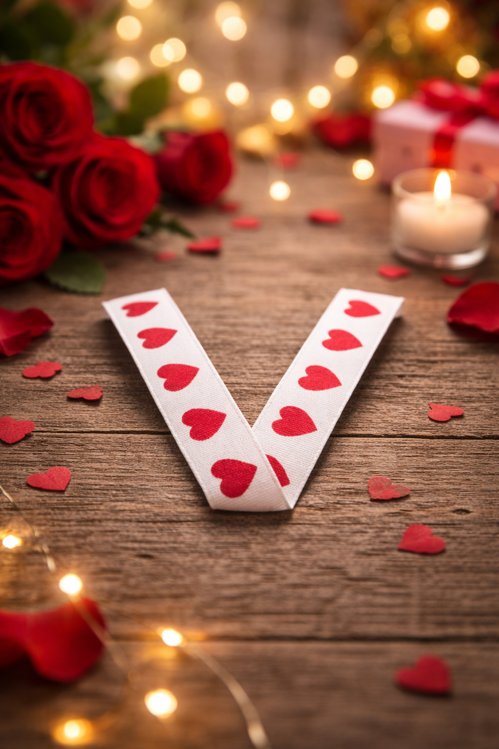 Hearts in a Row - Red on White