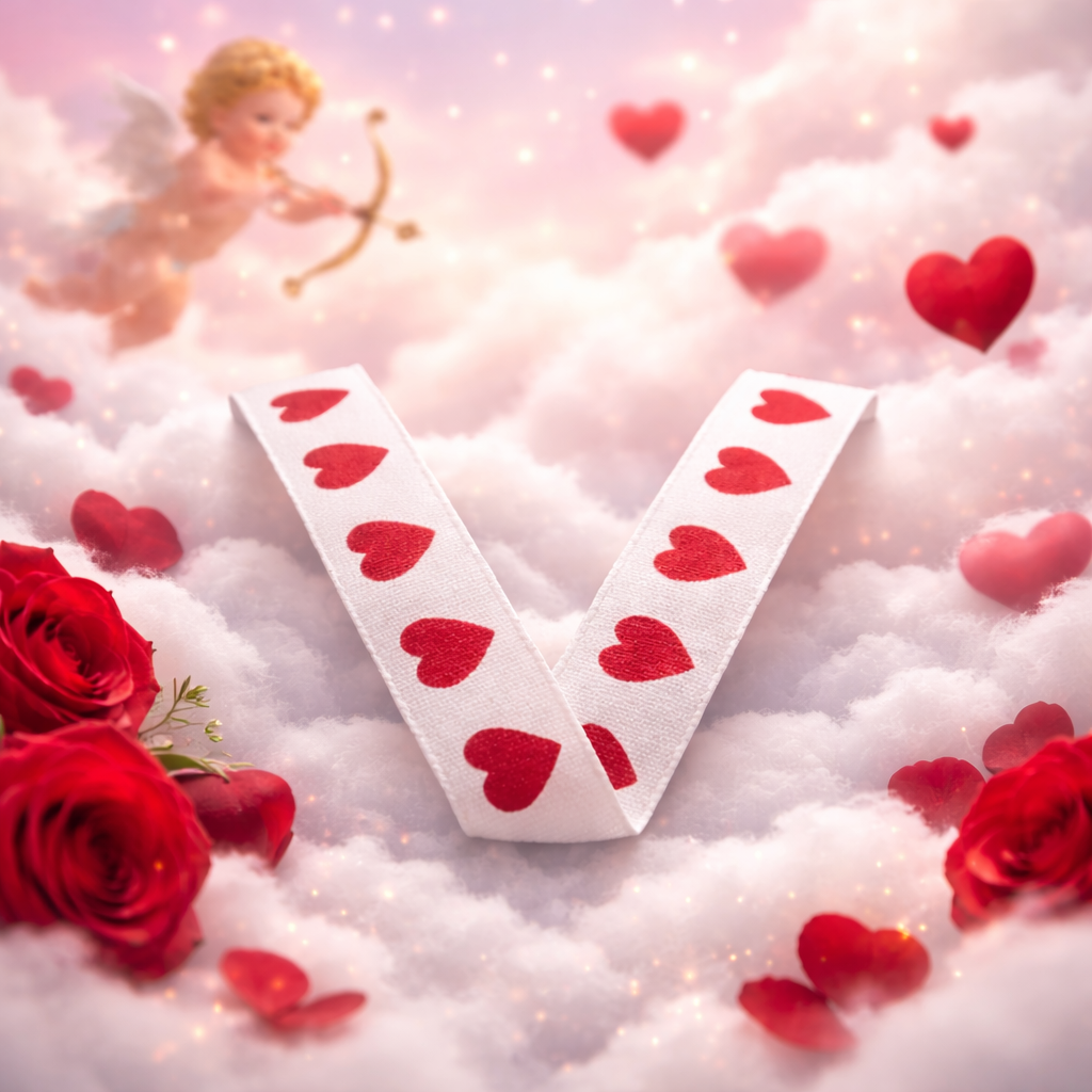 Hearts in a Row - Red on White